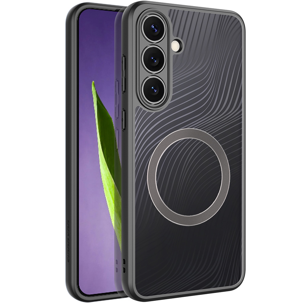 Etui Dux Ducis Aimo Mag do Galaxy S25 FE, przezroczyste z czarną ramką